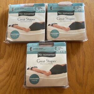 Lot of 3 No Nonsense Great Shapes Pantyhose Size C Suntan